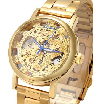 Mechanical Phoenix dragon Watch for men women Hollow skeleton luxury brand military relojes wristwatch casual clock Novelty 2016