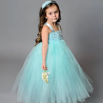 2016 Top quality European style Flower Girl Dresses Green and Purple yarn Flower 2-10Y Draped Ball Gown Evening Dress BaBy Prom