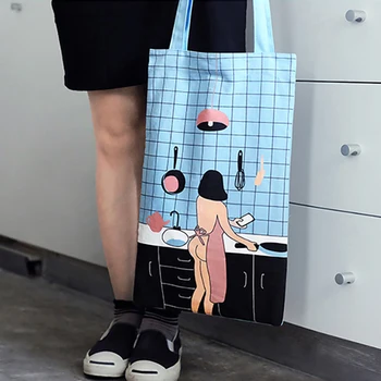 YIZI Canvas printed shoulder bags in ROOM series (FUN KIK)