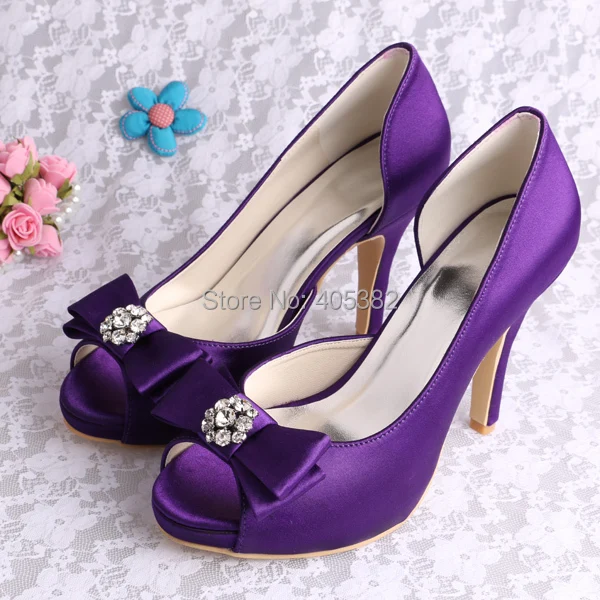 20 Colors)Custom to Make Brand Bowtie High Heels Purple Shoes Satin Wedding Party