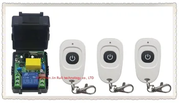 Latest AC220V 1CH Wireless Remote Control Switch System Receiver &3pcs one-button white waterproof Remote 315mhz/433mhz