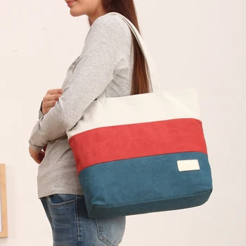 Canvasartisan Brand New Women Canvas Handbag Top-handle Strip Shoulder Bag Female Daily Travel Tote Shopping Purse Hand Bags