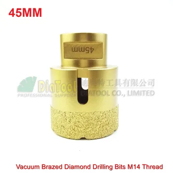 Dia 45mm Vacuum brazed diamond drilling core bits with 15MM Diamond height M14 Thread Drill bits hole saw granite marble tile