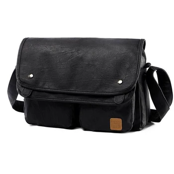 Vintage men crossbody bags leather men shoulder bag casual brand men messenger bags black men travel Laptop bag