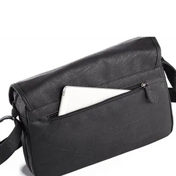 Vintage men crossbody bags leather men shoulder bag casual brand men messenger bags black men travel Laptop bag