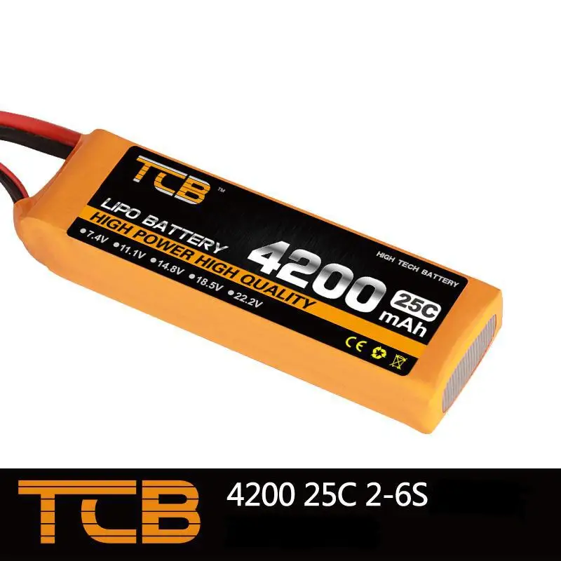 TCB RC lipo battery 22.2v 4200mAh 25C 6s RC airplane battery factory-outlet goods of consistent quality