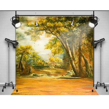 Allenjoy vinyl backdrops for photography Autumn trees yellow sunset photo background baby kid photocall cute 10x10
