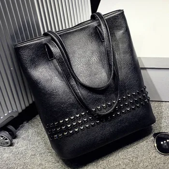 Women Top-handle Bags Rivet Tote Bag Retro Bolsos Bolsas Femininas Handbag Female Shoulder Bags Sac A Main Femme