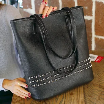 Women Top-handle Bags Rivet Tote Bag Retro Bolsos Bolsas Femininas Handbag Female Shoulder Bags Sac A Main Femme