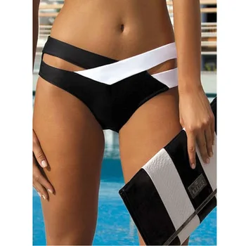 TQSKK 2017 New Bikinis Women Sexy Patchwork Swimsuit Retro Black White Beach Bikini Set Vintage Swimwear Brazilian Bathing Suit