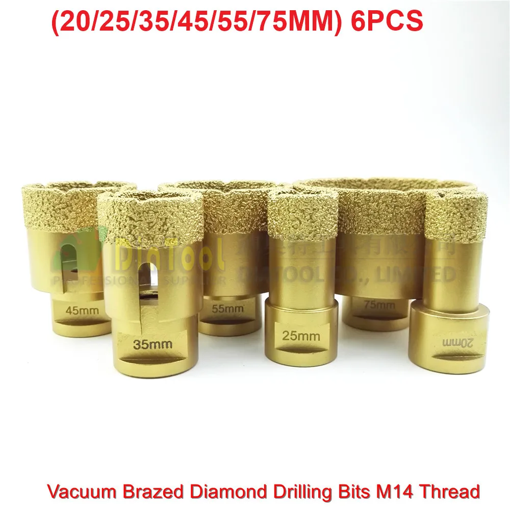 6pcs Vacuum brazed diamond drilling core bits 15MM coating diamond Diameter 20/25/35/45/55/75mm hole saw granite marble ceramic