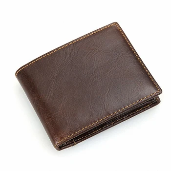 Men Purse Short Vintage Horizontal Genuine Leather Men Wallet with Coin Pocket Cowhide Male Purse European Wallet LI-1594