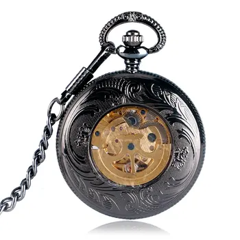 Retro Elegant Hollow Flower Design Pocket Watch Steampunk Pendant Automatic Mechanical Men Women Gift Christmas reloj bolsillo