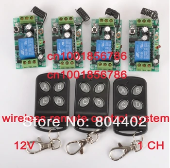 New 1CH Power Switch RF Wireless Remote Control Switch System 3 transmitter +4 receiver(switch)12V 10A Toggle Momentary Latched