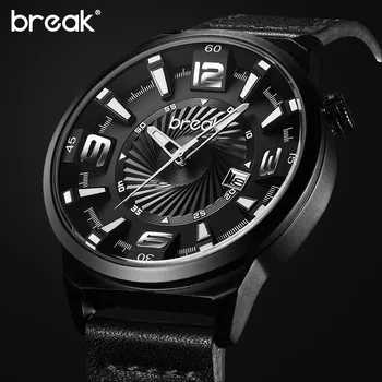 BREAK Men Top Luxury Brand Stainless Steel Band Fashion Casual Japan Quartz Sports Wristwatches Unique Gift Watches for Gent Boy