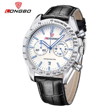 LONGBO Mens Watches Top Brand Luxury Sport Watch Men Watch Auto Date Waterproof Military Watches Clock Men saat reloj hombre