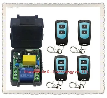 Universal AC220V 1CH 10A Remote Control Switch Relay Output Radio Receiver Module and 4&Waterproof Transmitter Toggle Momentary