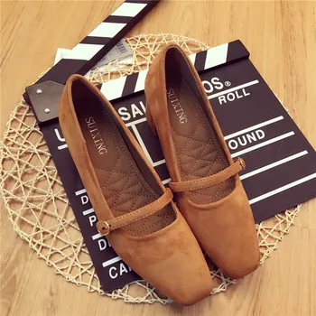 Summer retro chunky high heels buckle square toe closed toe suede shoes shallow mouth black brown designer fashion simple shoes