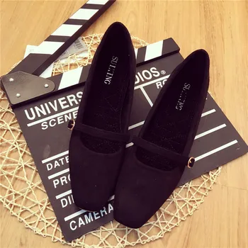 Summer retro chunky high heels buckle square toe closed toe suede shoes shallow mouth black brown designer fashion simple shoes