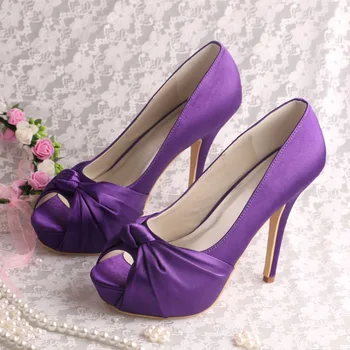 20 Colors)Custom Handmade Purple Platform Shoes High Heel Bridesmaid Pumps Open Toe