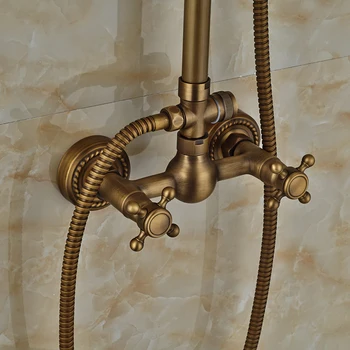 Antique Brass Shower Faucet Mixer Tap With 8