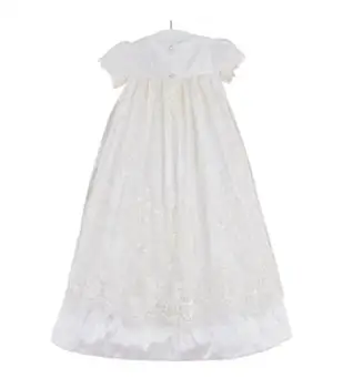 Noble Handmade Infant Baptism Gown Baby Girl Christening Dress White/Ivory Lace Robe 0-24month