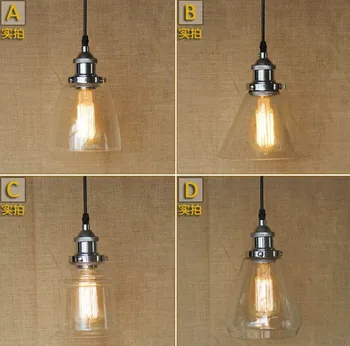 American Loft Glass Pendant Light Fixtures Industrial Vintage Lighting For Dining Room Bar Simple Hanging Lamp Lustres De Sala