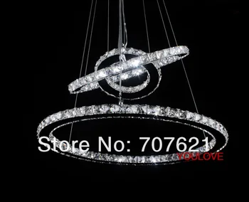 Modern LED Crystal Ring Chandeliers Lights Fixture Crystal Circles Droplights Dining Room Lamps Home Indoor Lighting D26/50/70cm