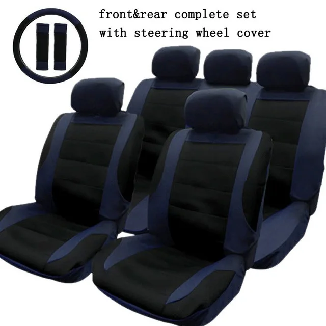 Universal Car Seat Cover front&rear seat 9 PCS Set car seat Cover With Steering wheel cover For Crossovers SUV&Sedans