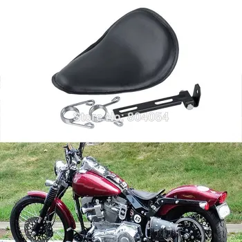 Motorcycle Leatheroid Deep Dish Solo Spring Seat + Mounts Braket For Harley Bobber Custom Motorcycles