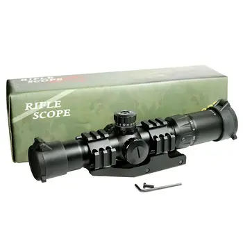 New Tactical Airsoft 1.5-4x30 Rifle Scope Chevron Reticle with Offset Weaver Mount Ring fit AR15 .223 5.56mm telescope rifle