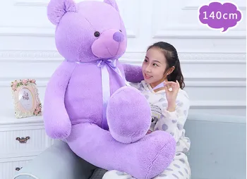 Stuffed toy teddy bear purple bear plush toy silk bowtie bear doll throw pillow birthday toy b9094