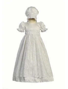 2016 Todder Baby Infant Christening Dress Baptism Gown Girl Boy Lace Applique WITH BONNET 0 3 6 9 12 18 24month