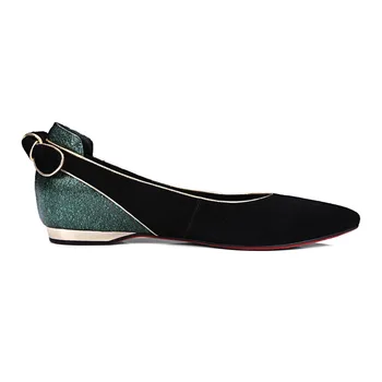 Original Intention 2017 Gorgeous Women Flats Elegant Pointed Toe Causal Flats Black and Green Shoes Woman US Size 4-10