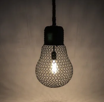 Loft Style Hemp Rope Bulb Mesh Droplight Edison Vintage Pendant Light Fixtures For Dining Room Hanging Lamp Indoor Lighting