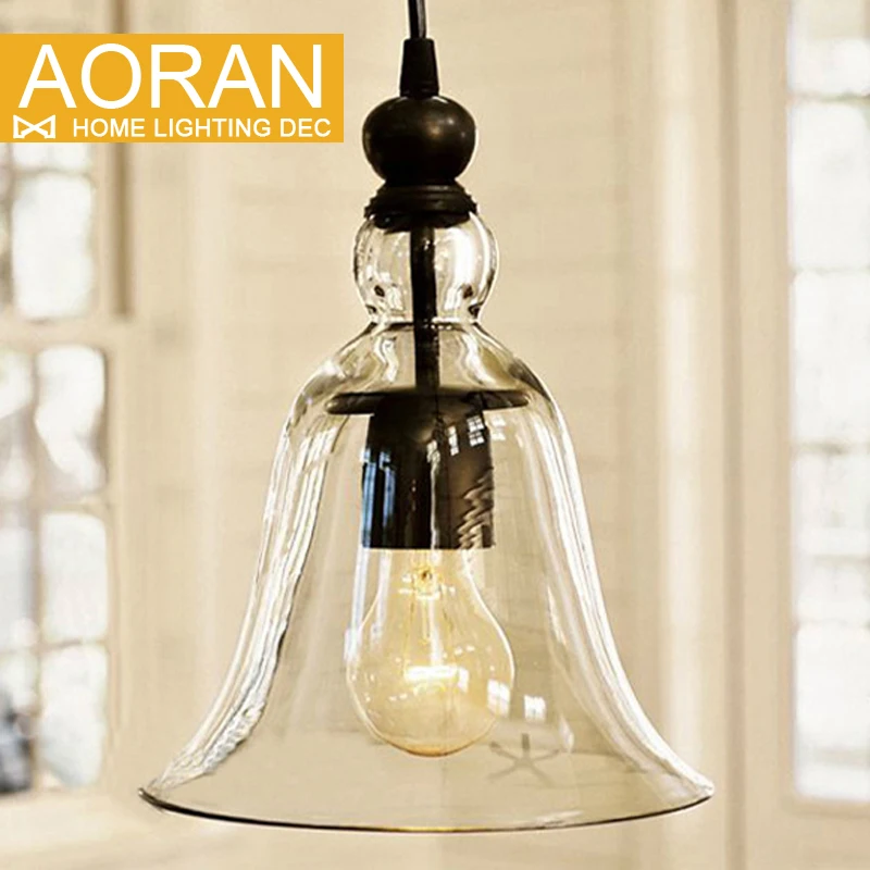 Modern Bell Shape Glass Bell Pendant Light Glass Material Hanging Lamp Edison Vintage Lamp Decor For Dining Room Home Lighting