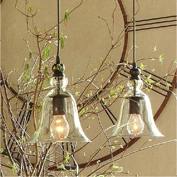 Modern Bell Shape Glass Bell Pendant Light Glass Material Hanging Lamp Edison Vintage Lamp Decor For Dining Room Home Lighting