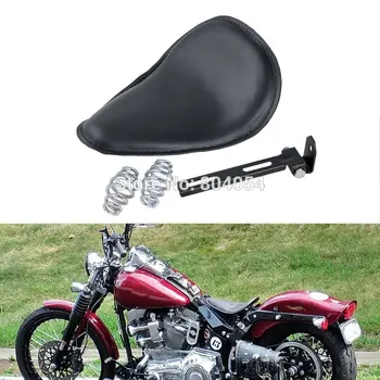 Black Motorcycle Leatheroid Solo Spring Saddle Seat For Harley FXS FLS FLSTC FLSTN FLSTF FLSTFB 2008-