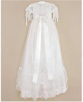 Heirloom Infant Vestidos Baby Girl Christening Dress Todder Girls Baptism Gown Lace Applique Robe White/Ivory 0-24month