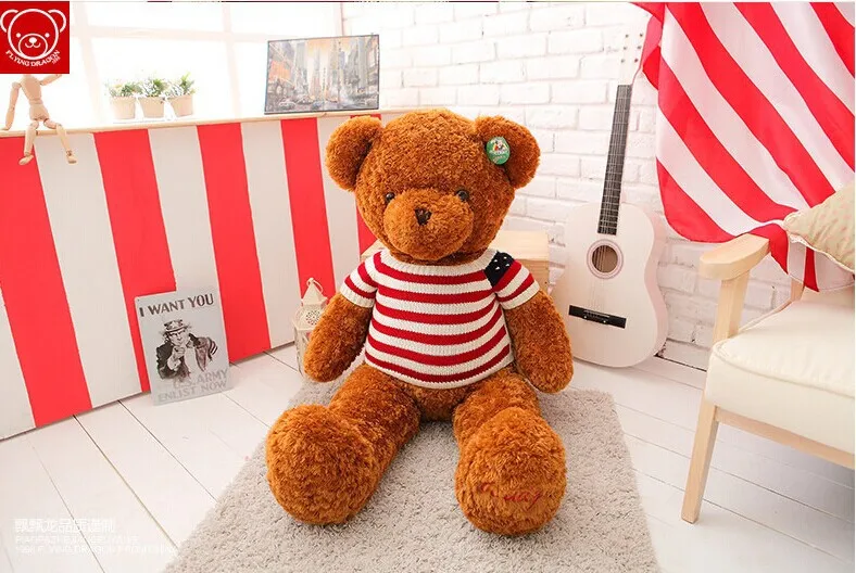 Large 100cm sweater teddy bear plush toy USA flag teddy bear doll, throw pillow ,birthday gift w5363