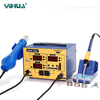 YIHUA 882D Hot Air Soldering Station With Card Locked Soldering Iron Station For Large Joint Solder