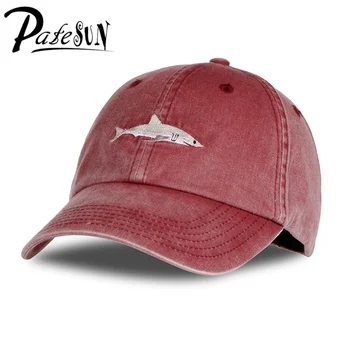 PATESUN 2017 Top Fashion Washed Baseball Cap Men Pink Shark Embroidery Dad Hat for Women gorras planas snapback bosco sport