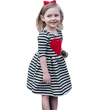 SOSOCOER Girls Summer Dress 2017 New Fashion Stripe Princess Dress Girl Party Cute Red Heart Kids Dresses For Girls Baby Clothes