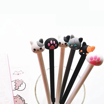 AB22 2X Cute Cute Kawaii Cat & Paw Silicone Gel Pen School Office Supply Stationery Writing Signing Pen Kids Student Gift