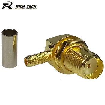 Gold Plated RF Connector 90 Degree SMA Female Jack Right Angle SMA Female Adapter for Soldering RF Coaxial Cable RG316 RG178
