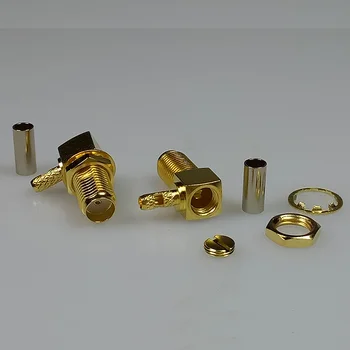 Gold Plated RF Connector 90 Degree SMA Female Jack Right Angle SMA Female Adapter for Soldering RF Coaxial Cable RG316 RG178
