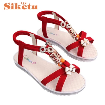 Women Sandals Shoes Top Quality Ladies Summer Flat Strappy Low Heel Wedge Ankle Shoes Beach Sandalias 17May1