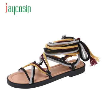 Jaycosin Elegance New Fashion Women Cross-tied Bandage Boho Sandals Flat Sandals Ladies Shoes Hot 17Apr19 Dropshipping
