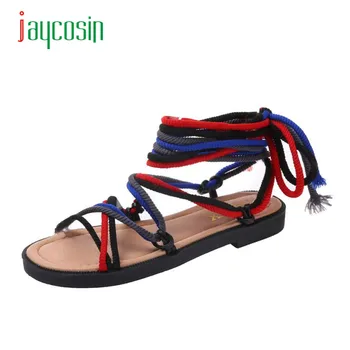 Jaycosin Elegance New Fashion Women Cross-tied Bandage Boho Sandals Flat Sandals Ladies Shoes Hot 17Apr19 Dropshipping