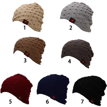 Winter Men's Knit Beanie Reversible Baggy Caps Cozy Twisted Flowers Openwork Hats Knit Caps Hot